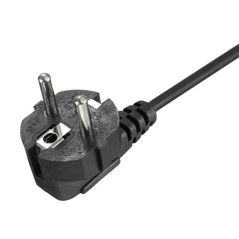 Cablu alimentare laptop detaliu stecker Schuko unghi drept, contacte metalice robuste