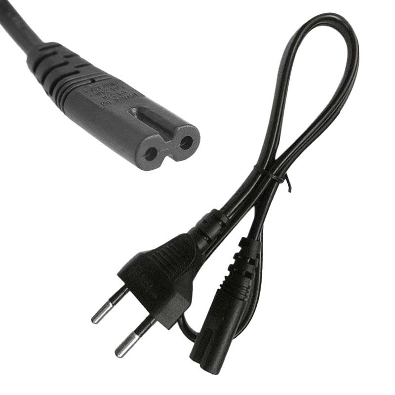 Cablu alimentare figura 8 negru, IEC C7, 2,5m, cu zoom pe ambii conectori
