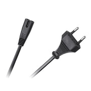 Cablu alimentare 2x0,75mm², 1,5m, conector C7/C8, stecher 2 pini, 240V AC, manta ABS ignifuga, negru