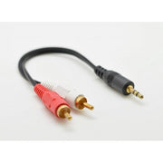 Cablu audio jack 3,5mm tata la 2 RCA tata, 15cm, conector aurit, conductor aliaj cupru