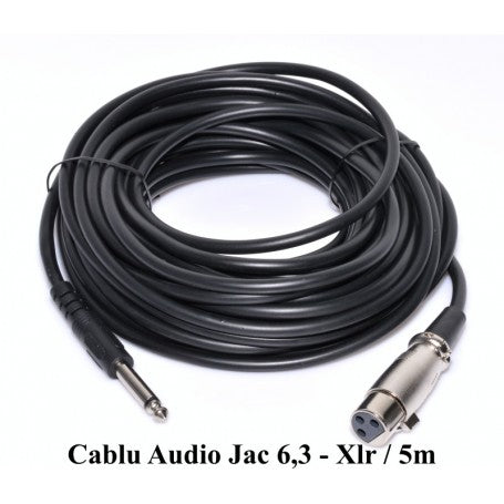 Cablu audio Jack 6,3mm la XLR mama 5m, infasurat, vedere de ansamblu