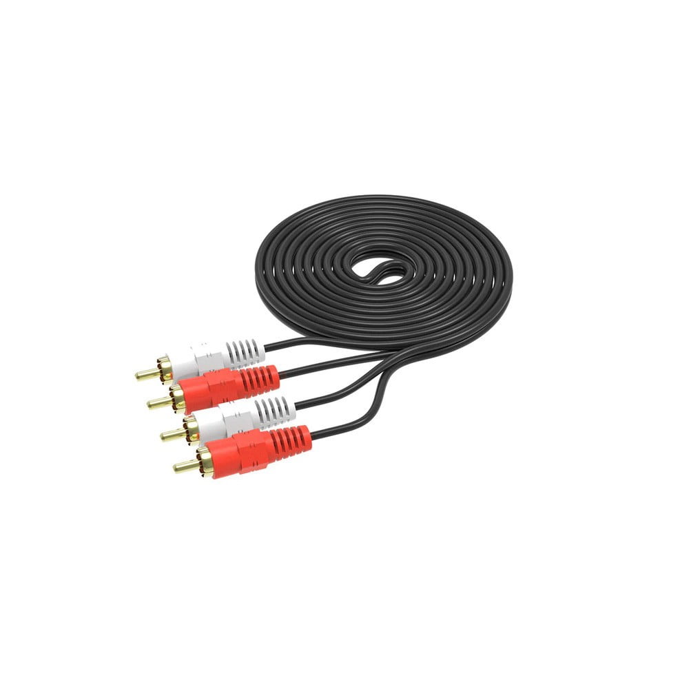 Cablu audio RCA stereo 2x2 tata, lungime 5m, mufe placate cu aur, invelis negru flexibil