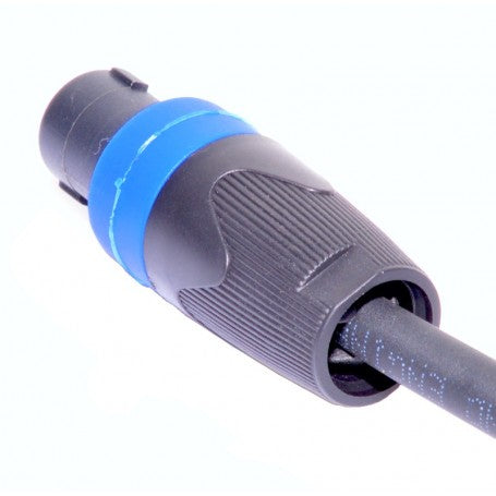 Cablu Speak-On, detaliu carcasa conector ergonomic cu inel albastru de identificare