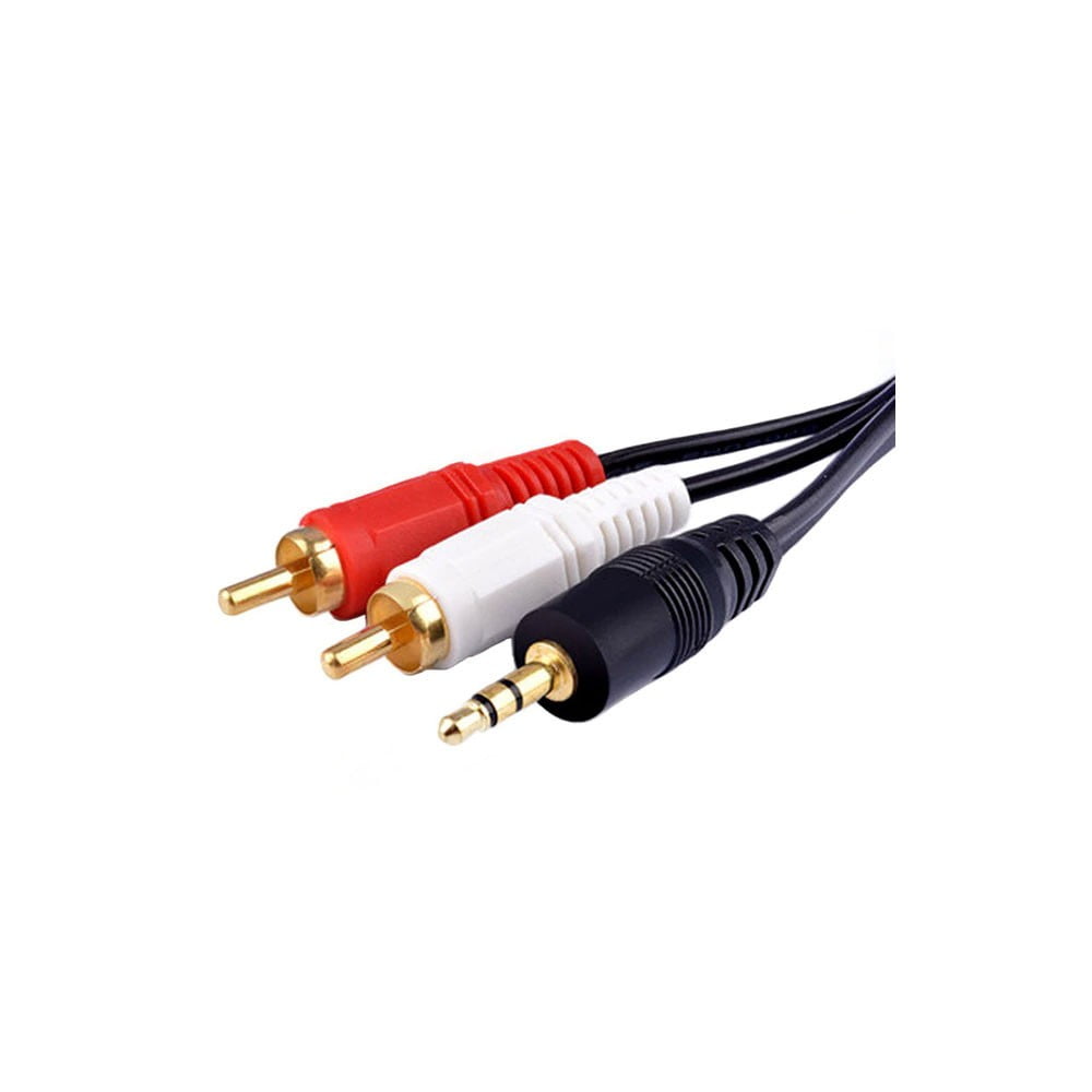 Cablu audio jack 3,5mm tata la 2 RCA tata, conectori placati cu aur, lungime 5m, stereo