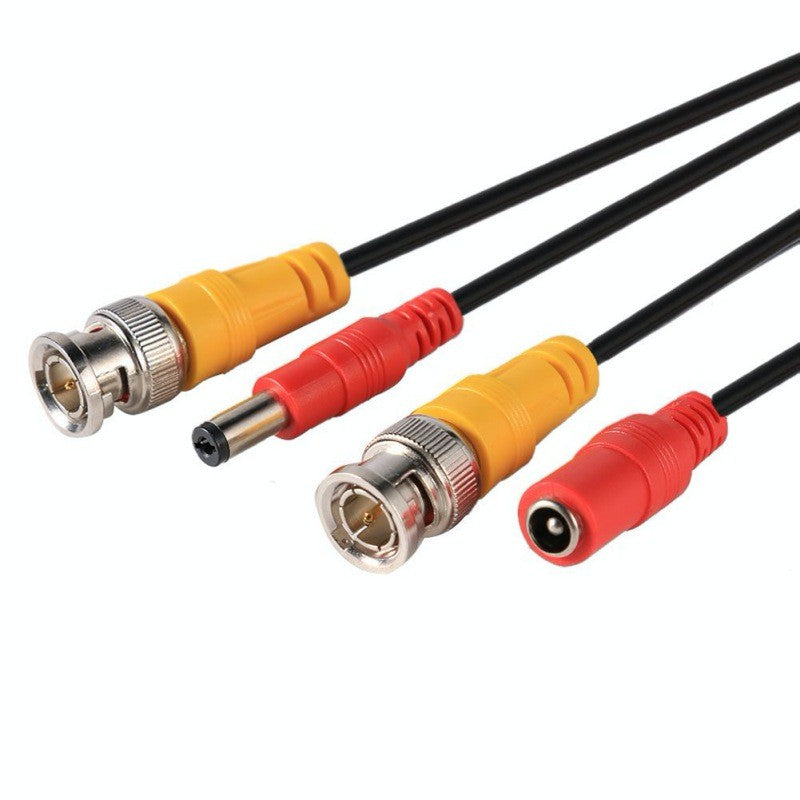 Cablu BNC + alimentare DC 2,1mm pentru camere CCTV, conectori codificati culori galben si rosu, lungime 30m