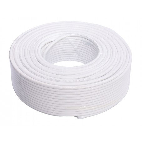 Rola cablu coaxial 75 Ohm, 100 metri, manta alba PVC, vedere frontala