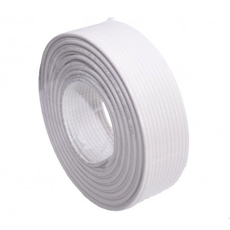 Cablu coaxial RG6U rola 100m, manta alba PVC, vedere laterala compacta
