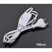 Cablu alimentare 1,5m cu stecher european si intrerupator pe fir, conductor 2x0,5mm2, alb