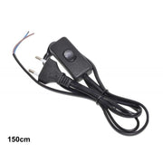 Cablu alimentare cu stecher plat si intrerupator pe fir, negru, lungime 150cm, 220V, 2.5A