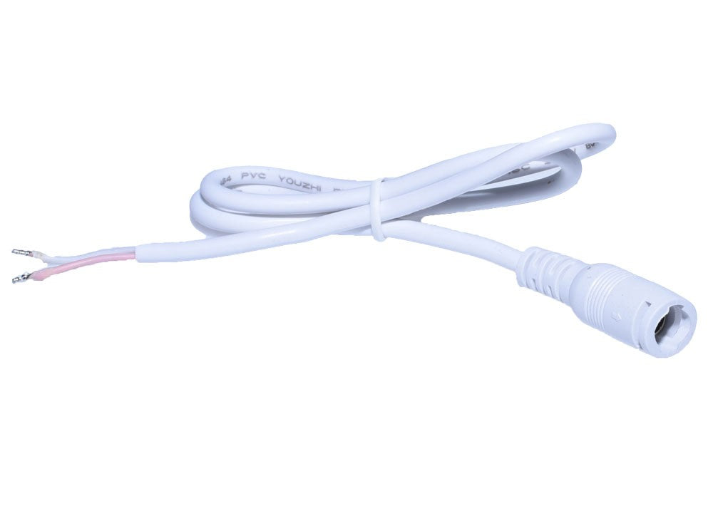 Cablu DC 2,1mm mufa mama cu fire libere si blocare prin rotire, cablu alb flexibil