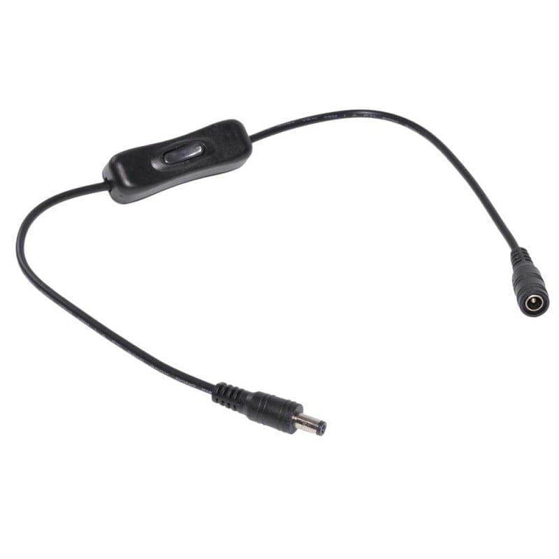 Cablu DC 2,1x5,5mm mama-tata cu intrerupator pe fir, lungime 50cm, pentru benzi LED si camere IP