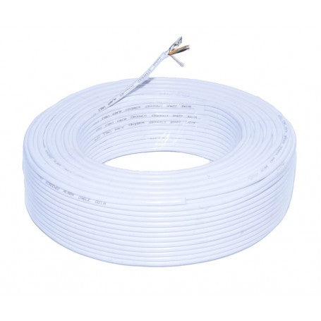 Cablu alarma 6x0.22mm ecranat, rola 100m, invelis PVC ignifug alb, diametru exterior 4.4mm