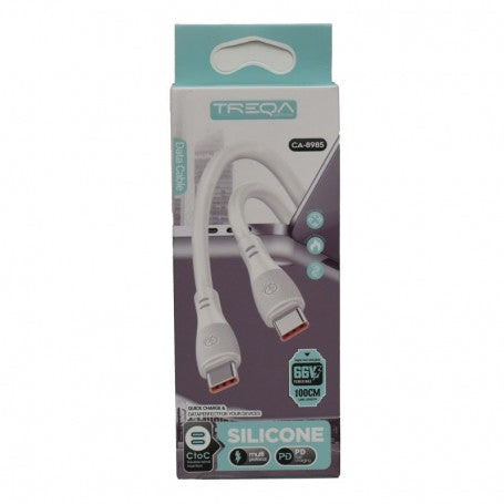 Cablu USB-C la USB-C siliconat 66W PD, 100cm, in ambalaj original, compatibil incarcare rapida