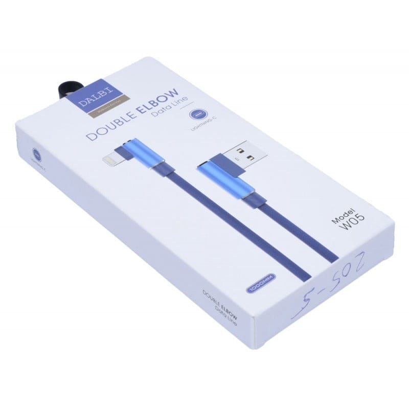 Cutie ambalaj cablu USB-Lightning cu cot 90 grade, 1m, vedere fata