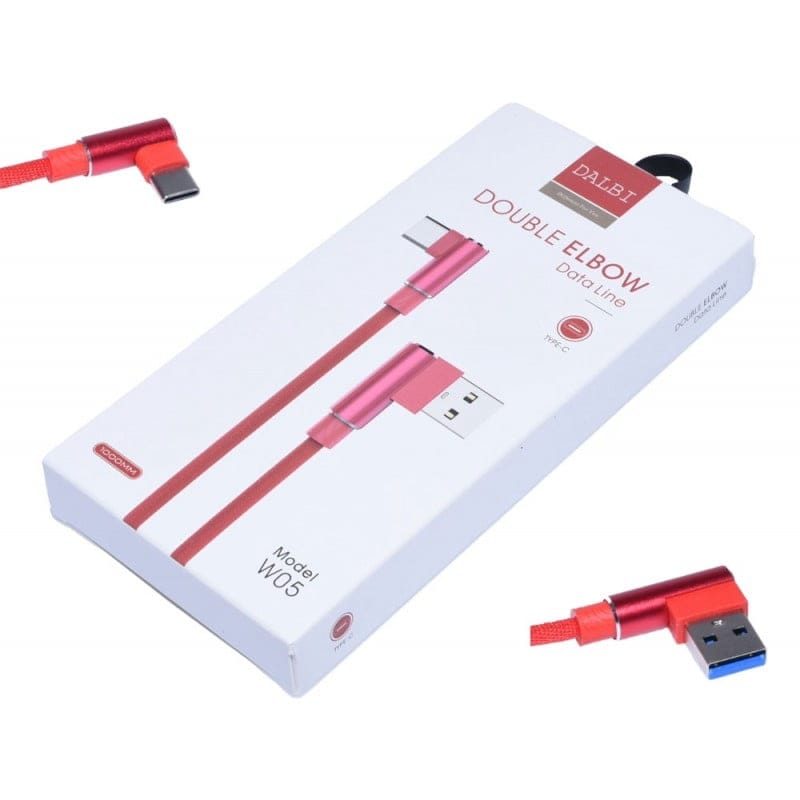 Cablu USB Type-C cu cot 90 grade, cutie de ambalaj inclusa, lungime 1000mm