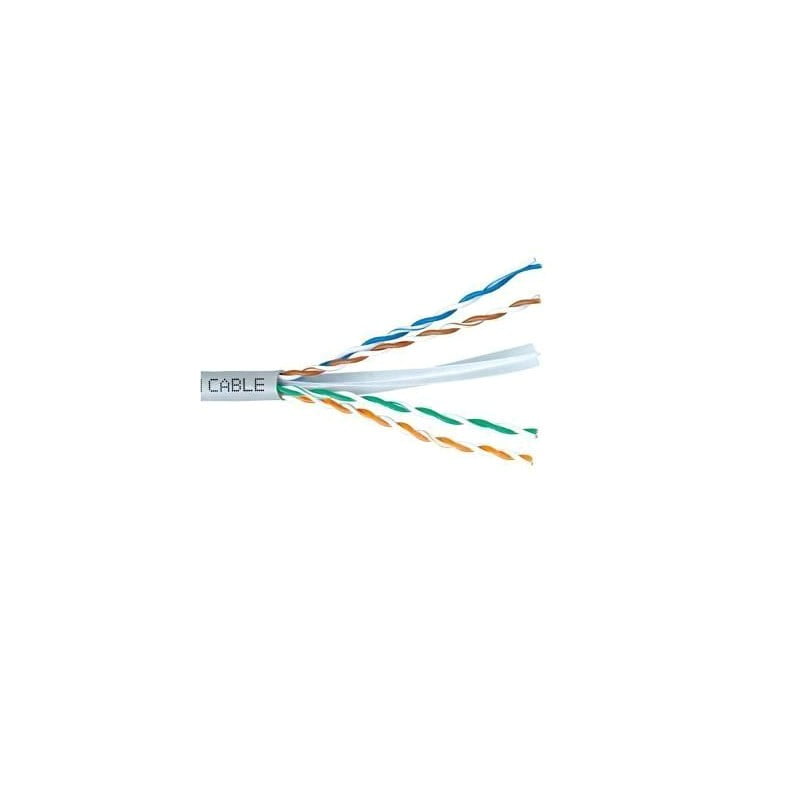 Cablu UTP CAT5 sectiune transversala cu 4 perechi torsadate color-codate, diametru fir 0.5mm