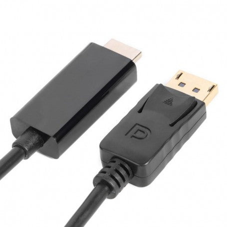 Cablu DisplayPort-HDMI, detaliu conectori placati cu aur si conector DP cu sistem clichet