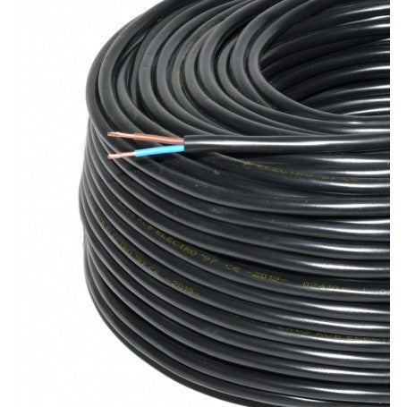 Cablu electric flexibil MYYM 2x2,5mm, 2 conductoare, manta PVC neagra, rola 100m