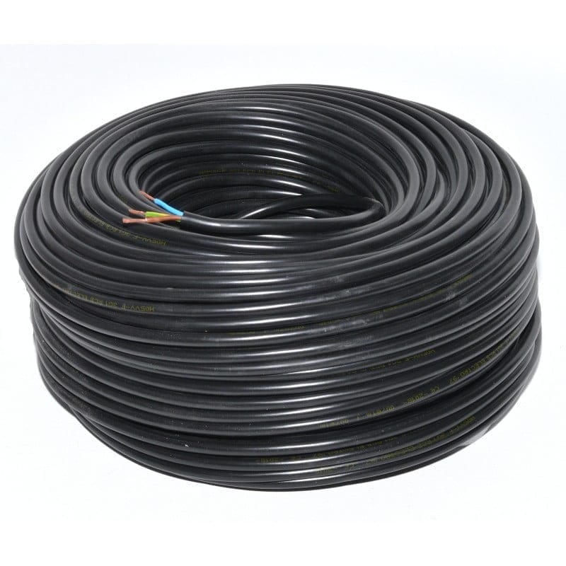 Cablu electric MYYM rola 100m, manta PVC neagra, vedere completa ansamblu