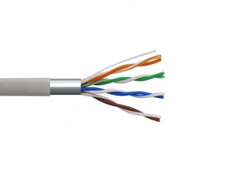 Cablu FTP Cat 5e 8 fire x 0,55mm², 305m/rol, cu ecranaj folie aluminiu, conductor CCS, manta PVC gri