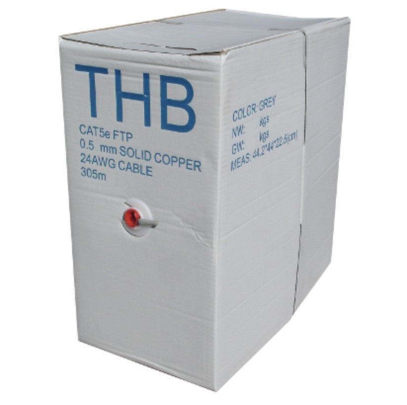 Cablu retea FTP CAT5E 305m, cutie de livrare cu tragere centrala, conductor solid 0.5mm 24AWG