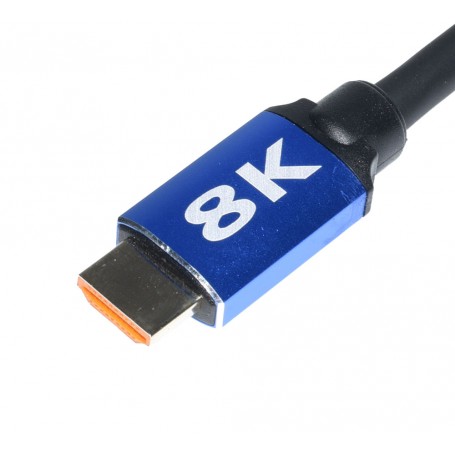 Conector HDMI 8K cu carcasa albastra, contacte aurite, rezolutie 7680x4320p