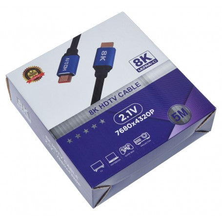 Cablu HDMI 2.1 8K 5M in ambalaj original, versiune 2.1V, rezolutie 7680x4320p