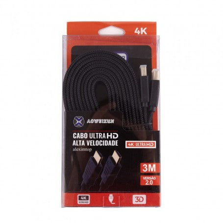 Cablu HDMI plat 4K Ultra HD 3m, versiunea 2.0, ambalaj cu specificatii tehnice vizibile