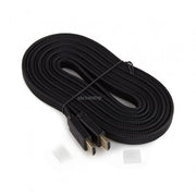 Cablu HDMI plat panzat 4K Ultra HD 3D, 3m, conectori placati cu aur, design negru impletit