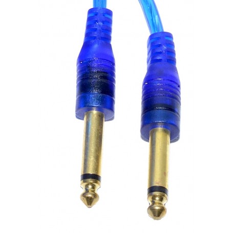 Cablu audio cu conectori jack 6,3mm mono auriti, mansoane ranforsate albastre