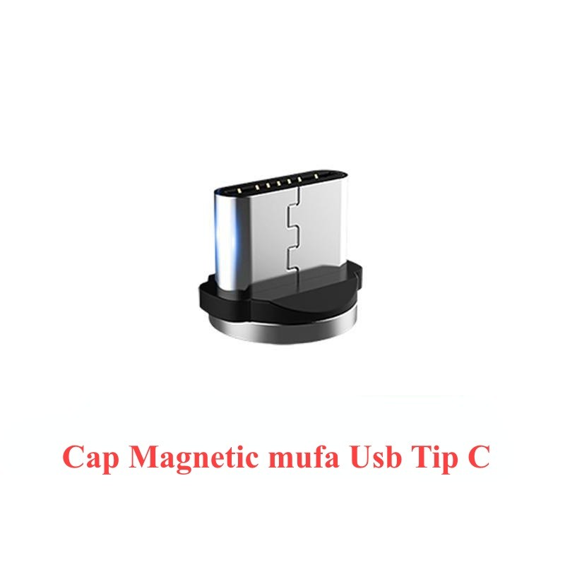 Adaptor magnetic USB Type-C din metal, design compact, contact aurit, pentru cablu magnetic universal