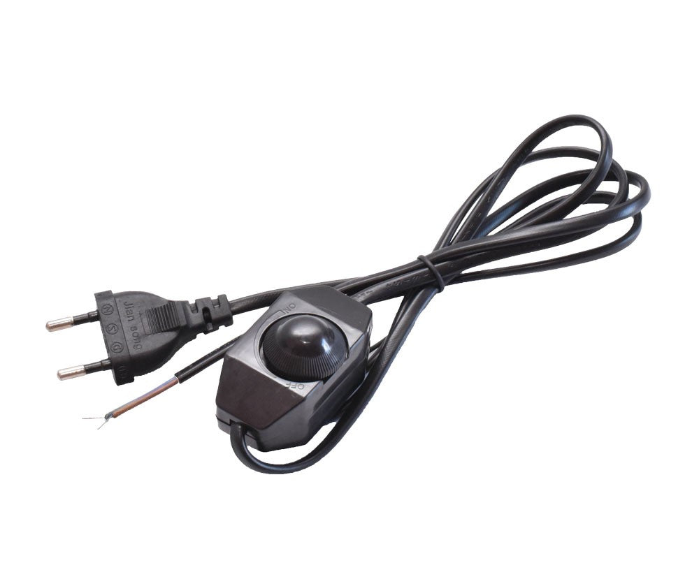Cablu negru cu stecher EU si variator pe fir 1,5m, conductor 2x0,5mm2, pentru lampi reglabile 220V