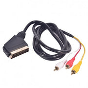 Cablu Scart 21 pini la 3 RCA, lungime 1,5m, mufe placate cu aur, transmisie audio stereo si video compozit