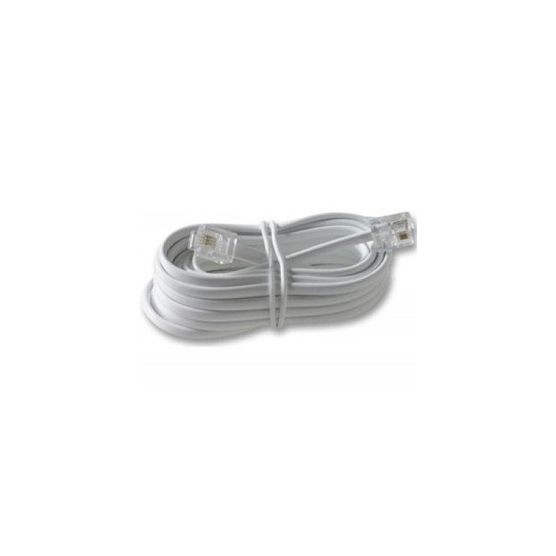 Cablu telefon extensie 4 fire 1.5m, conectori RJ11, profil plat alb, compatibil telefoane fixe si modemuri DSL