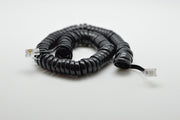 Cablu spiralat receptor telefon fix, 4 fire, conectori RJ9/RJ10, lungime 2,1m, culoare neagra