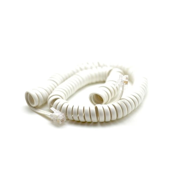 Cablu spiralat telefon-receptor 4 fire, 4,5 metri, conectori RJ standard, culoare alba