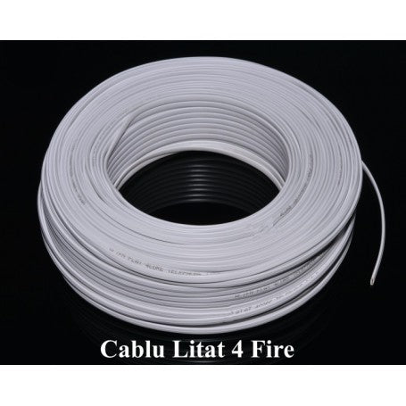 Rola cablu litat 4 fire 100m, invelis PVC alb, flexibil, pentru instalatii de telefonie si sonerie
