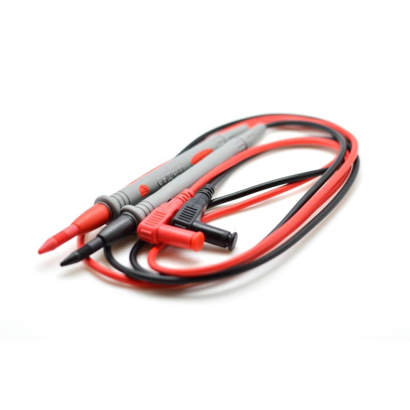 Set cabluri tester pentru multimetre si clampmetre, conductori cupru pur, izolatie siliconica, conectori standard rosii negri