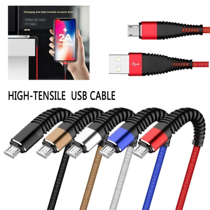 Cablu USB Micro panzat 100cm, incarcare 2.4A, transfer date 480Mbps, disponibil in mai multe culori