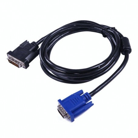 Cablu DVI la VGA negru, 3m, cu mufa VGA albastra, vedere de ansamblu