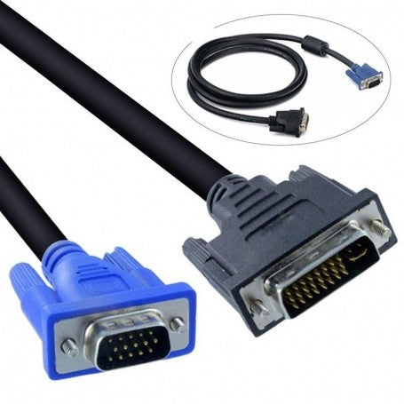 Cablu DVI-VGA negru cu conector VGA albastru si DVI negru, lungime 1.5m