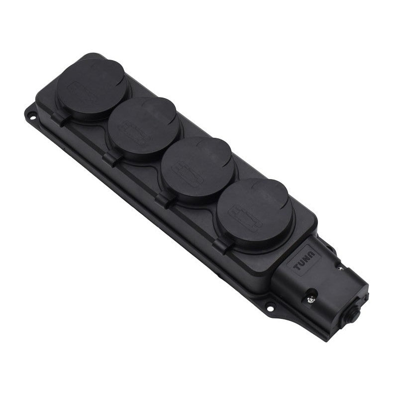 Cap prelungitor 4 prize 250V cu capace protectoare inchise, profil lateral drept
