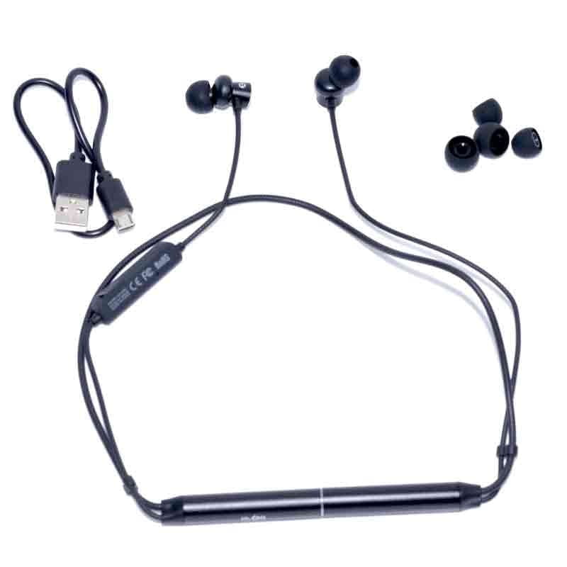 Casti wireless sport magnetice Bluetooth 5.0, IPX4, autonomie 15 ore, cu cablu USB si dopuri silicon incluse
