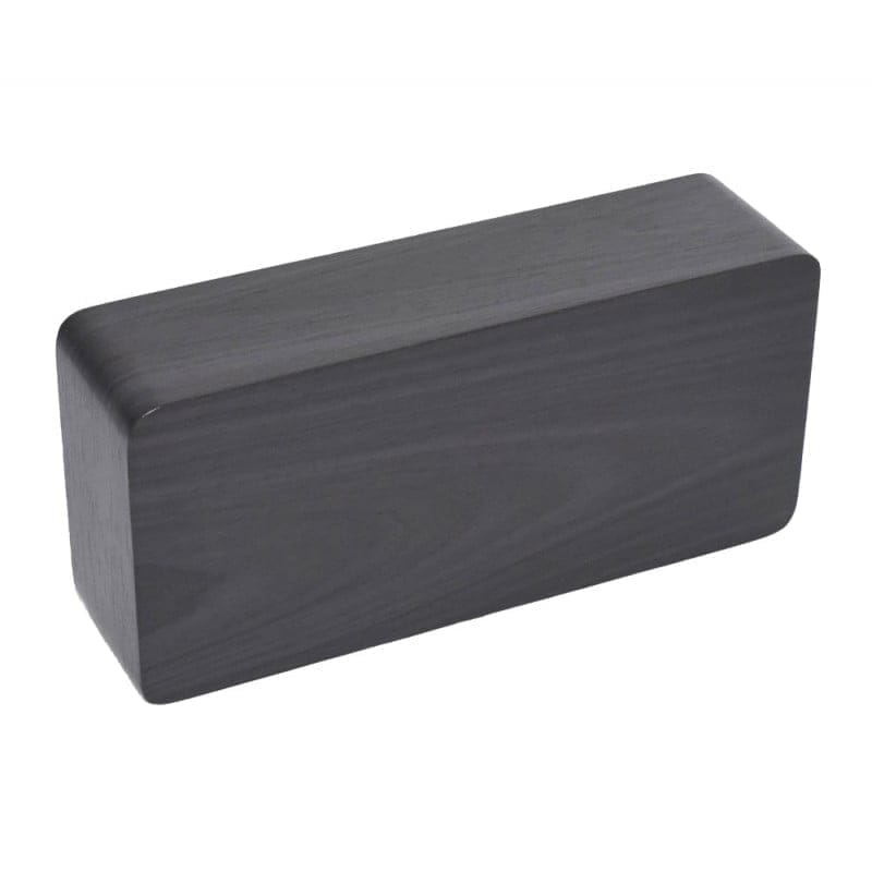 Ceas digital din lemn negru, vedere spate cu textura naturala si design compact