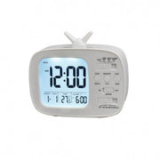 Ceas digital retro design TV, afisaj LCD cu iluminare automata, termometru integrat si 3 alarme, alimentare baterii AA