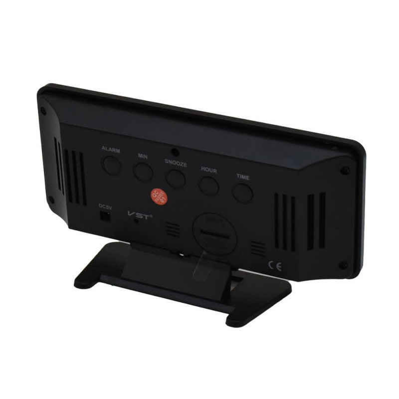 Panou posterior ceas desteptator cu butoane alarma, snooze, hour, minute si port DC 5V