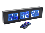 Ceas digital LED albastru cu cronometru, cifre 8 cm, telecomanda inclusa, montaj perete sau birou