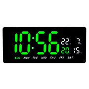 Ceas digital LED de perete cu afisaj verde-alb, ora, calendar, temperatura, alimentare 5V