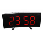Ceas digital LED rosu cu display tip oglinda curba, cifre mari 170mm, alarma si termometru integrat
