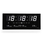 Ceas electronic LED alb de perete 36,2 cm, afisaj ora, data, zi saptamana si temperatura, alarma programabila